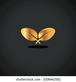 gold leaf plant organic nature vector logo