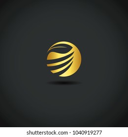 gold leaf wave sign vector logo
