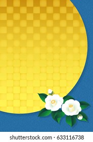 Gold leaf and white camellia.  Japanese style background
