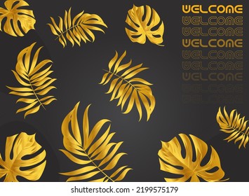 Gold leafs mockup vector art