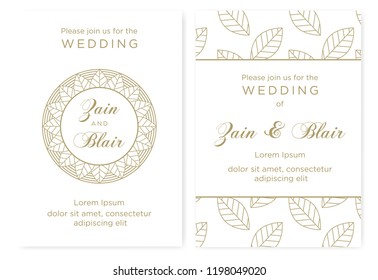 gold leafs, wedding invitation template