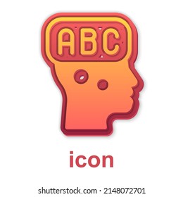 Gold Learning Fremdsprachen Symbol einzeln auf weißem Hintergrund. Vektorgrafik
