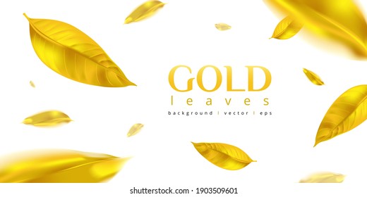 Gold leaves background 3d illustration vector