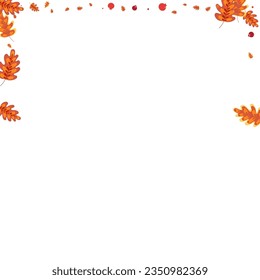 Gold Leaves Background White Vector. Leaf Simple Illustration. Golden Acorn. Silhouette Set. Brown Oak Material.