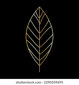 gold leaves black background. Glitter pattern. Vector illustration.