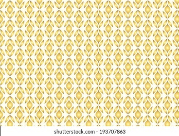 Gold Leaves and blossom pattern on light yellow background. Abstract or modern bloom pattern style for classic or modern design