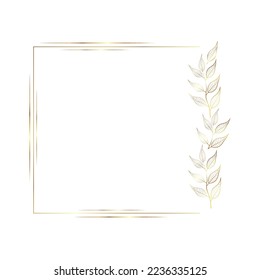 Gold leaves frame vector Background. Botanical frame