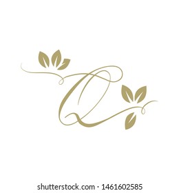 Gold leaves and letter q