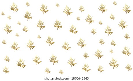  gold leaves pattern background on white