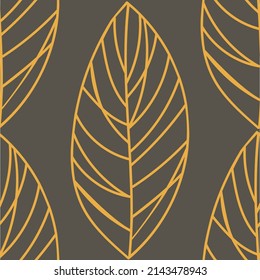 Gold Leaves. Seamless Hand pattern with leaf.
