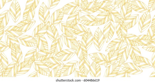 gold leaves seamless on white background. vector illustration