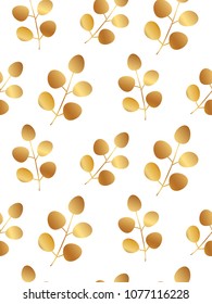 Gold leaves seamless pattern. Trendy botanic background for packaging, banner, card, flyer, invitation, wedding, print advertising, social media, placard, invitation, save the date,
