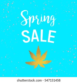 Gold leaves spring sale with dots and white