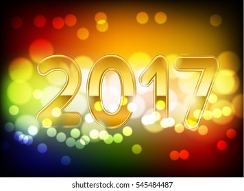 gold letter 2017 on abstract bokeh background