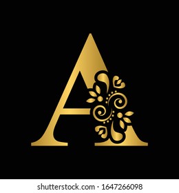 Gold Letter Vintage Golden Flower Ornament Stock Vector (Royalty Free ...