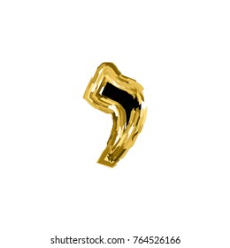 Gold letter Aleph of the Hebrew alphabet. The font of the golden letter is Hanukkah. vector illustration on isolated background.