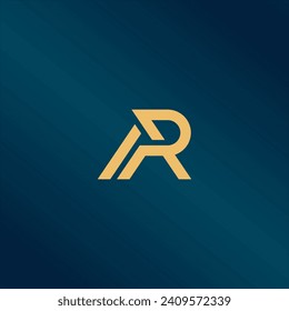 Gold Letter AR Logo. AR Letter Design Vector with Golden Colors