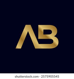 Gold Letter A B Initial Logo Template