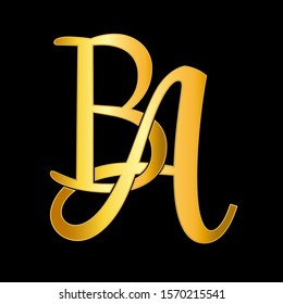 Gold letter B and A logo
