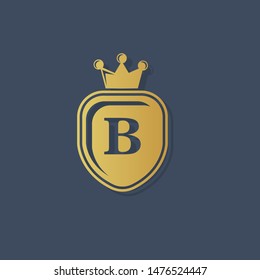gold Letter B Shield. vector illustration 