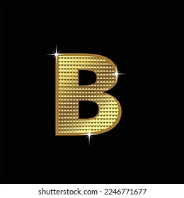 Gold letter B vector font type for logo or icon design