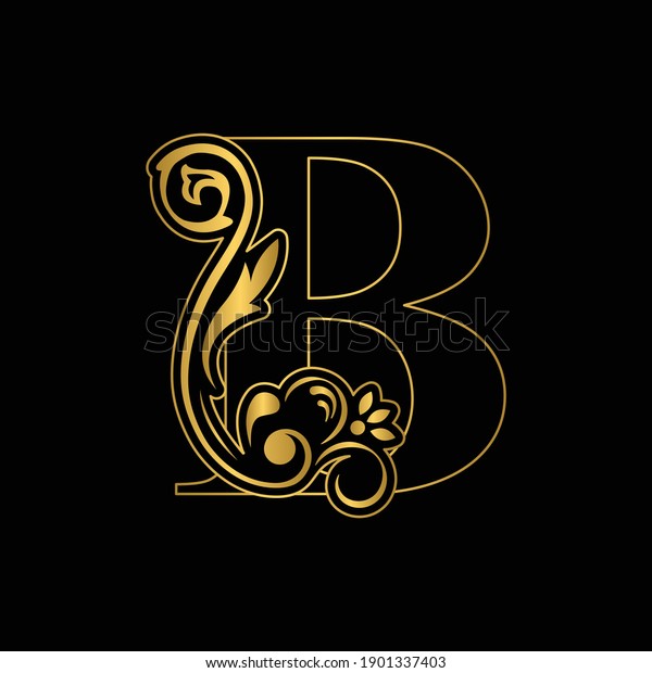 Gold Letter B Vintage Golden Flower Stock Vector (Royalty Free ...