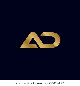 Gold Letter A D Initial Logo Template