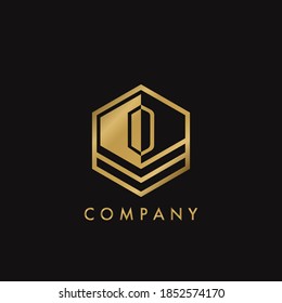 Gold Letter D Letter Logo Concept Elegance Geometrical Hexagon with negative space initial letter for Apartment Real Estate, Property, hotel and Architecture Business.