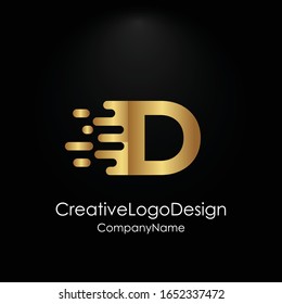 Gold Letter D Logo. D Letter Design Vector with Golden Colors