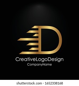 Gold Letter D Logo. D Letter Design Vector with Golden Colors