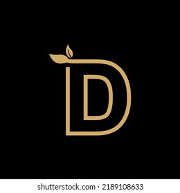 Gold letter D logo Template design with elegant style. D monogram, D typography. initial D logo.