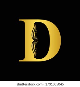 Gold Letter D Vintage Golden Flower Stock Vector (Royalty Free ...