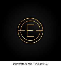 Gold Letter E Circle Logo Line Modern Elegant Premium Vector