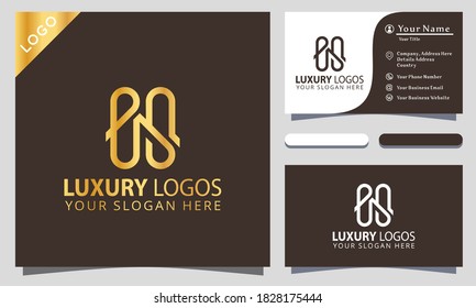 Gold Letter E oder S Luxury Logo Design-Element Illustrator, Visitenkarte