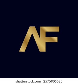 Gold Letter A F Initial Logo Template