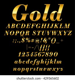 gold letter full set on black background