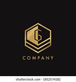 Gold Letter G Letter Logo Concept Elegance Geometrical Hexagon with negative space initial letter for Apartment Real Estate, Property, hotel and Architecture Business.
