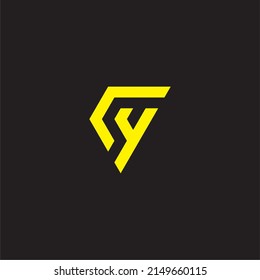 Gold letter G and y simple symbol logo vector