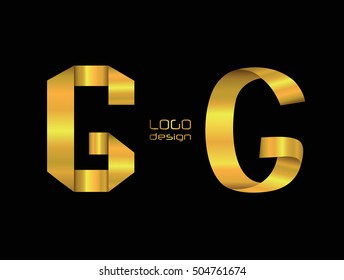 Gold letter G.Alphabet logotype.Luxury logo design.Vector illustration