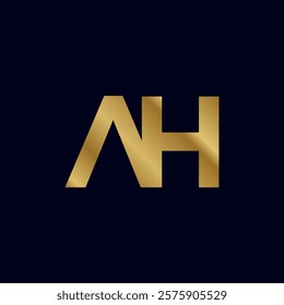 Gold Letter A H Initial Logo Template