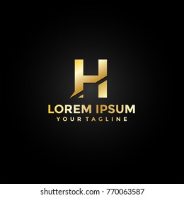Gold Letter H Logo Vector