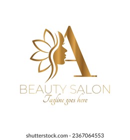 Gold A Letter Initial Beauty Brand Logo Design