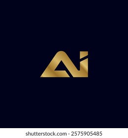 Gold Letter A I Initial Logo Template