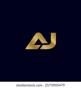 Gold Letter A J Initial Logo Template