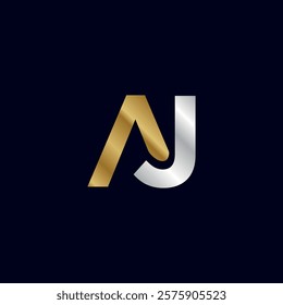 Gold Letter A J Initial Logo Template