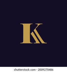 gold letter K flat icon logo