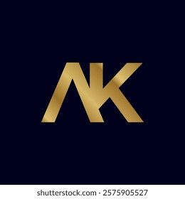 Gold Letter A K Initial Logo Template