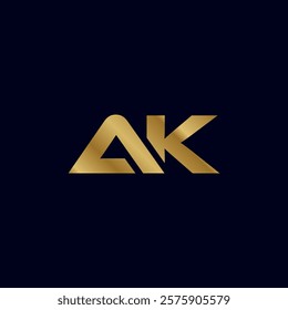 Gold Letter A K Initial Logo Template