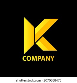 Gold Letter K Logo. K Letter Modern Design Vector