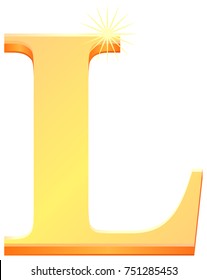 Gold letter L in 3D vector icon